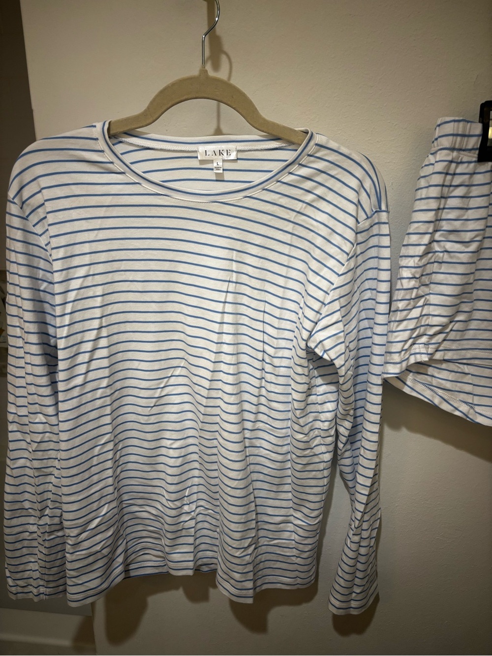 LAKE Women's Blue & White Striped Long-Sleeve Pajama Top